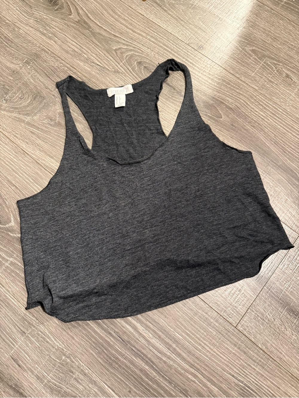 Forever 21 Charcoal Racerback Cropped Tank